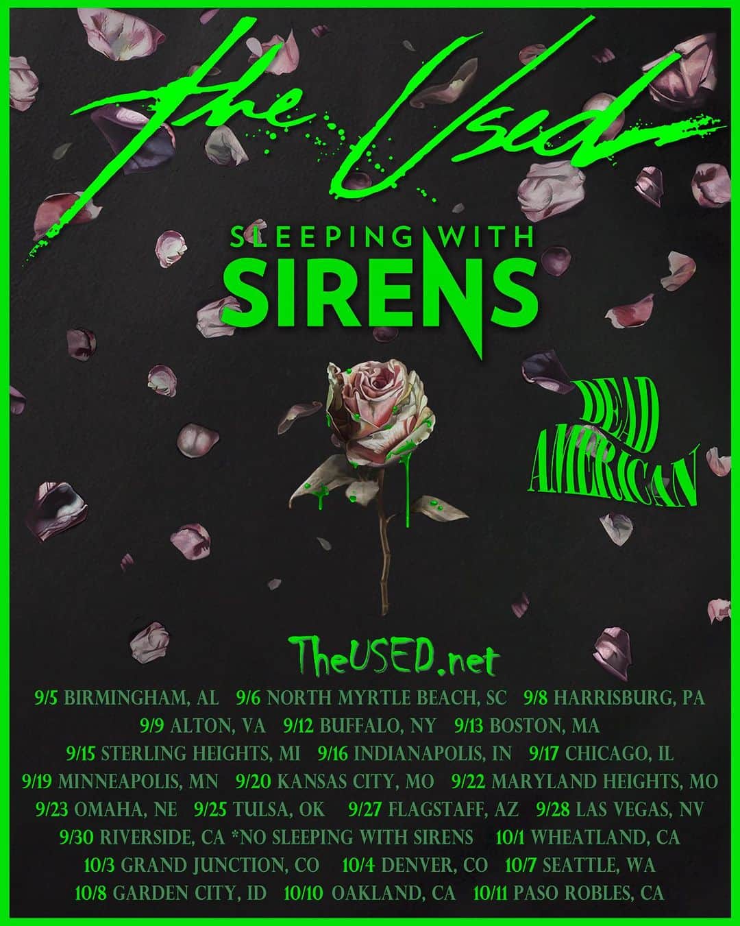 スリーピング・ウィズ・サイレンスのインスタグラム：「Tickets & VIP for our tour with The Used are on sale now! Grab yours at sirensmusic.co today. Link in bio ‼️」