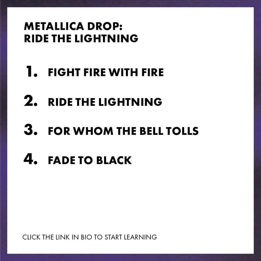 メタリカさんのインスタグラム写真 - (メタリカInstagram)「Check out the latest collection from @fenderplay: Ride the Lightning! Including “Creeping Death,” “Fade to Black,” “For Whom the Bell Tolls,” and more, #fenderplay is ready to teach you everything you know to play your way through our second album. Click the link in bio to start learning.」6月30日 4時01分 - metallica
