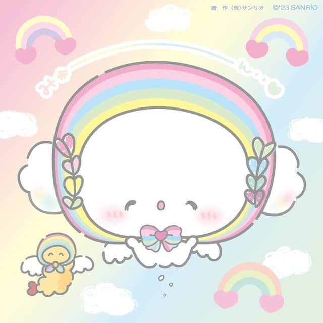 こぎみゅん（サンリオ）のインスタグラム：「みんな〜･･！虹がでましたよみゅ〜ん･･♡🌈 #虹 #サンリオ #キャラクター #小麦粉 #こぎみゅん #sanrio #character #cogimyun #rainbow」
