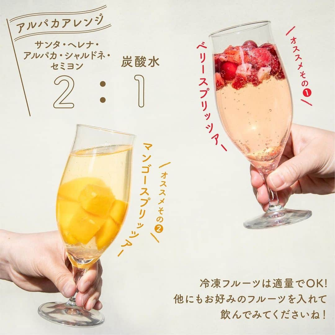 アサヒビールさんのインスタグラム写真 - (アサヒビールInstagram)「ひんやりワイン飲みたい！という方は、コメント欄に「🍷（ワイン）」の絵文字をお願いします♬ --------------  【ひんやりしゅわしゅわ🍾夏のワインスプリッツァー】  今日はアルパカを使った、これからの季節にぴったりなしゅわしゅわ感を楽しめるワインカクテルのご紹介です💡  スーパーやコンビニでも手に入る冷凍フルーツに、パチッと弾ける炭酸を加えるだけ💕カラフル＆フルーティーなワインスプリッツァーの完成です！  今回は冷凍マンゴーと冷凍ミックスベリーを氷代わりに使いました♪ぜひお好みの冷凍フルーツで、夏の乾杯楽しんでみてくださいね🤗 ⁣  作ってみたら #アサヒで乾杯 をつけて投稿をお待ちしています♪  #アルパカワイン ⁣⁣ #サンタヘレナアルパカ⁣ #スパークリングワイン⁣ ⁣- #サンタヘレナ #チリワイン #ワイン #おうちワイン #スパークリング #白ワイン  #宅飲み #おうちパーティー #カクテル #カクテルレシピ #おうちカクテル #冷凍フルーツ #フルーツワイン #映えドリンク #夏のお酒 #夏のカクテル #おうち女子会 #ワインの飲み方 #ワインスタグラム #おうちドリンク #しゅわしゅわ #おしゃれドリンク ⁣- #アサヒビール #アサヒ #asahibeer #asahi」6月30日 18時01分 - asahibeer_jp