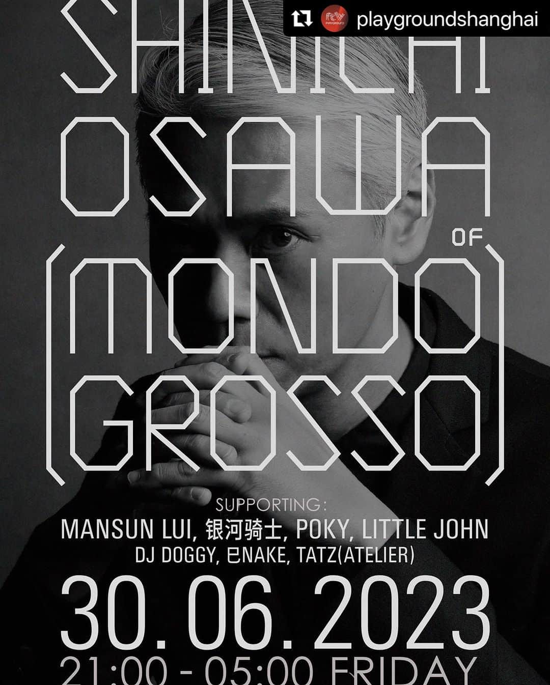 大沢伸一のインスタグラム：「TONIGHT MY SET 1:30 @playgroundshanghai   #Repost @playgroundshanghai with @use.repost ・・・ #playgroundsh」