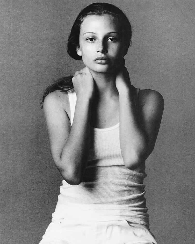 Meganのインスタグラム：「Bridget Hall by Steven Meisel 〰️ Vogue Italia ❤️  . . . . #bridgethall #stevenmeisel #vogueitalia #blackandwhite #vogue」