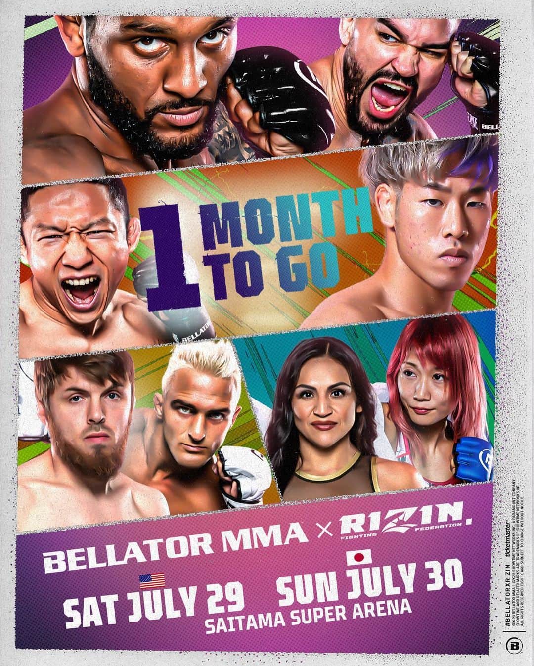 RIZIN FF OFFICIALのインスタグラム：「1️⃣ month to go! 🇯🇵  Bellator MMA and @rizin_pr join forces for the biggest MMA event of the summer! Which fight are you most hyped for? ⚡️  #BellatorXRizin | Sat, July 29 | @shosports」