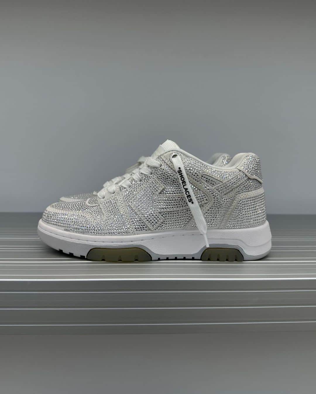 OFF-WHITE C/O VIRGIL ABLOHのインスタグラム：「Off-White™ white strass “Out Of Office” sneakers now available online at off---white.com and at select Off-White™ boutiques worldwide」