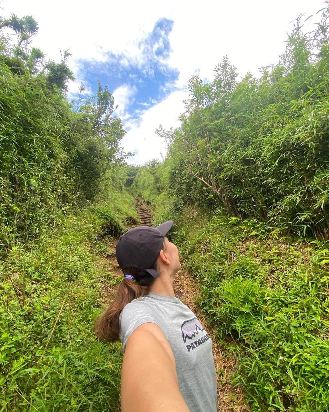 髙津奈々のインスタグラム：「⛰🚶‍♀️☁️  今日は登山トレーニング6AM🌞  このあと濃霧と雨で頂上までは行かずにハイキングになっちゃったけど  鳥のサウンドに空気も気持ちくて  山もやっぱりいいね〜  10回くらいは登った思い出の山⛰  #フィンスイミング #日本代表 #オフトレ #自然好き #足トレ #トレーニング女子 #アクティブガール  #トレッキング女子 #アスリート女子」