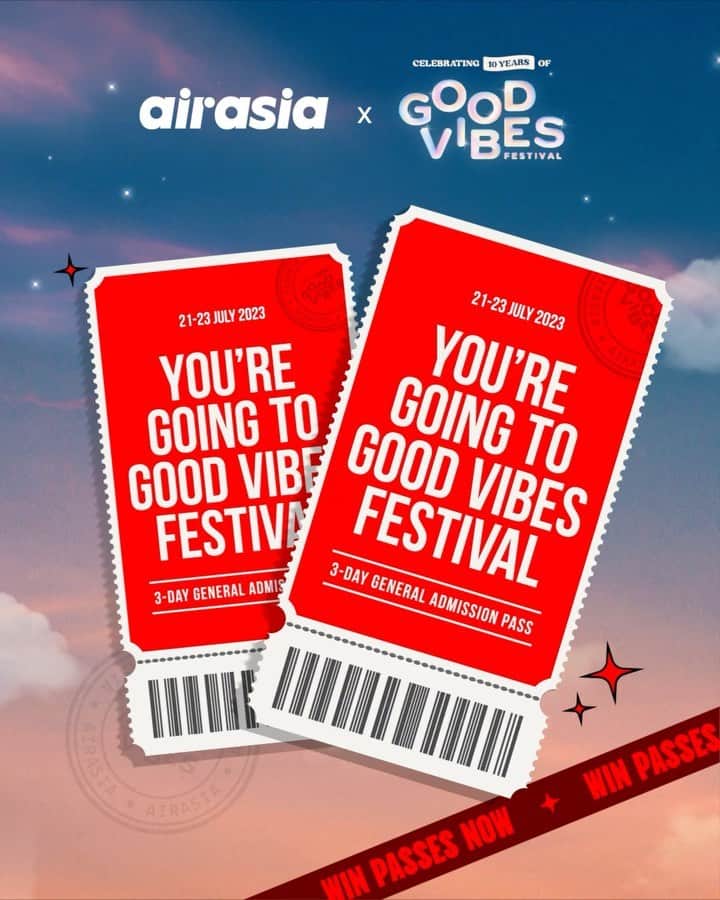 エアアジアのインスタグラム：「This is YOUR chance to win a 3-Day General Admission Pass to Good Vibes Festival 2023!  @goodvibesfest   ✨Here’s how:  🎶 Follow us on our Instagram at: @airasiasuperapp @airasiasuperapp.id @airasiasuperapp.ph   🎶 Tag a festival buddy in the comments section with emojis that best represents good vibes! 👩‍🎤🎤  🎶 Share this post to your Instagram story and make sure your account is set to public so that we can see it! 📱  In the meantime, don't forget to keep up with the good vibes! ☁️✨  T&Cs apply  #airasiasuperapp #goodvibesfestival #gvf2023 #exploreyourway」