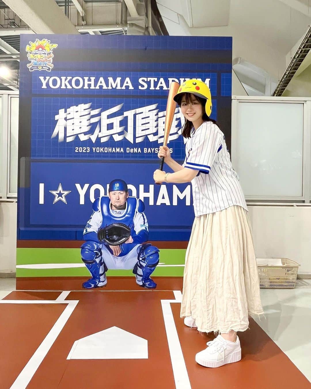 池田裕子さんのインスタグラム写真 - (池田裕子Instagram)「ポケモンボールパークヨコハマ！！  ピカチュウヘルメット着用してきました。  試合結果は…残念🫤」6月30日 21時36分 - kurimushiyoukan