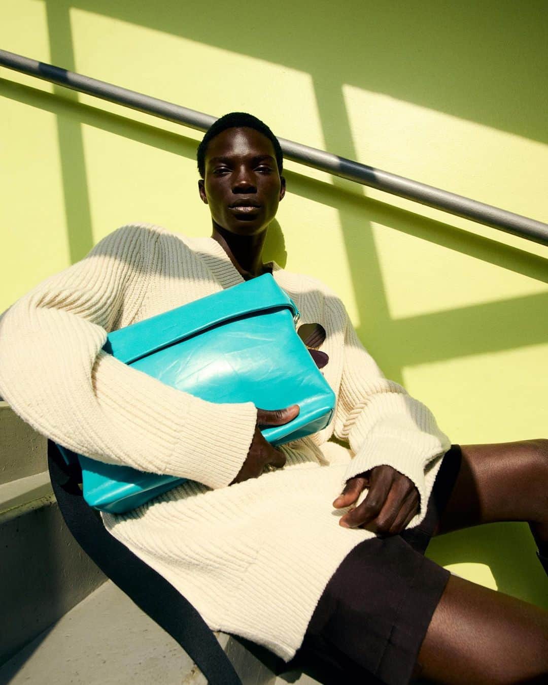 ジルサンダーのインスタグラム：「#JILSANDER Men’s Resort 24 Collection  @chris.rhodes   #JilSanderbyLucieandLukeMeier」