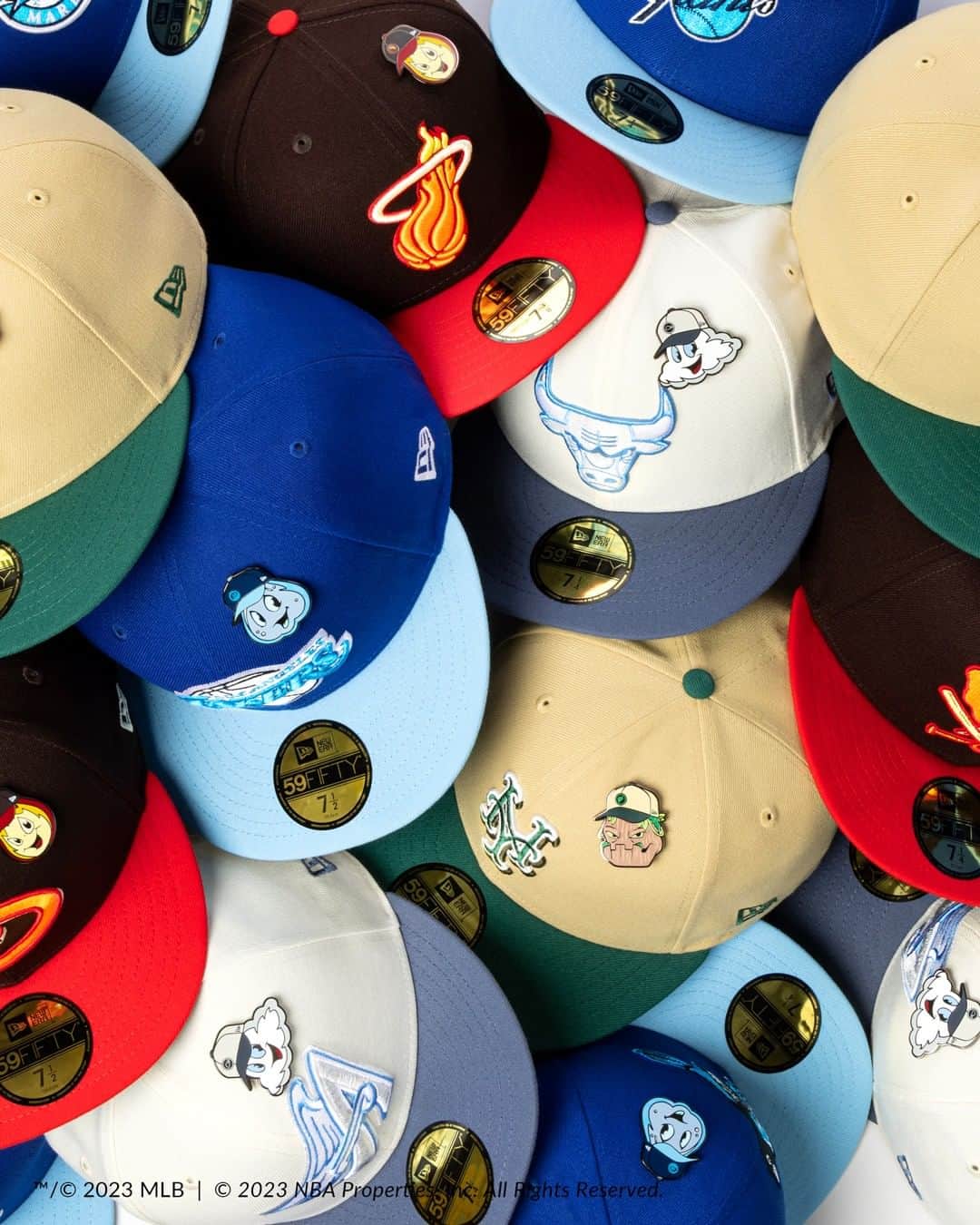 ニューエラ・キャップのインスタグラム：「Water. Earth. Fire. Air. The Elements Collection features select MLB and NBA teams in colorways and pins inspired by these four elements. Grab yours now at the link in our bio.」