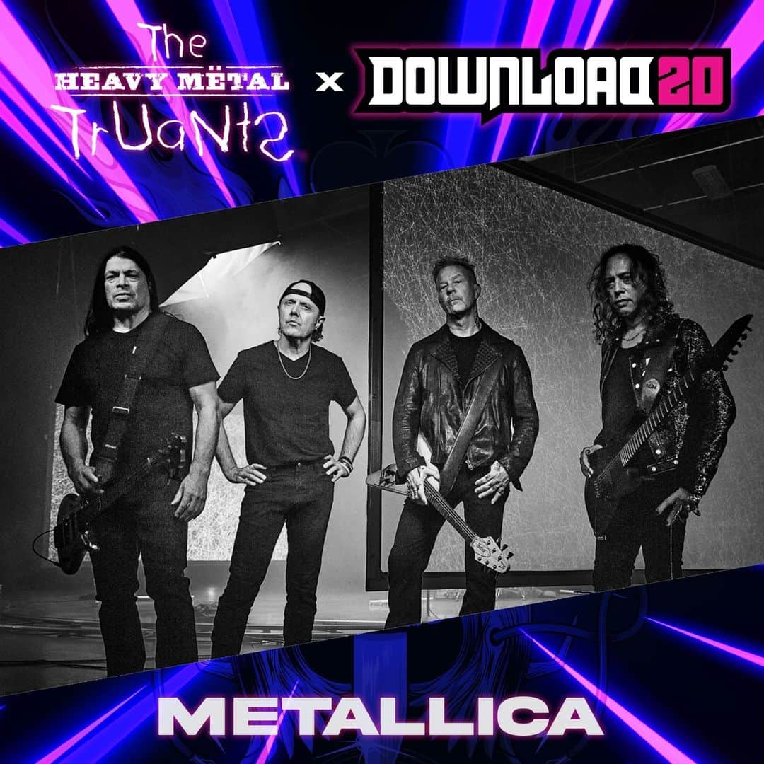 メタリカのインスタグラム：「@downloadfest and @hmtruants are teaming up to launch The Official Download 20 Auction, commemorating the festival’s 20th anniversary and giving back to communities in need.  Along with a number of awesome prizes donated by other artists, you can bid on the “Ultimate M72 Tour Kit, Download Edition.” The winning bidder will take home one of everything – and we mean EVERYTHING – sold at our M72 merch stand at #Download!  That’s not all, you’ll also get two rare “Castle Donington” drumheads played by @larsulrich and a limited edition Screaming Skateboard, all of which are autographed by the whole band!  Proceeds from this auction item will be split between the #HeavyMetalTruants – raising money for vulnerable children all over the world – and our own @allwithinmyhandsfoundation – supporting the creation of sustainable communities through access to workforce education, food, and other critical local services.  Auction ends Thursday, July 6 at 3:50 PM PT/23:50 BST.  Bid Now at the LINK IN BIO  #download20 #charityauction #hmt11」