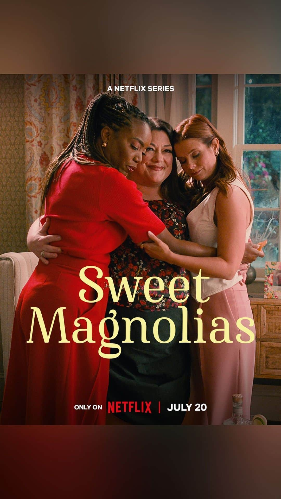 ジョアンナ・ガルシアのインスタグラム：「We’re back in Serenity with even more tales of friendship, family, and romance. 😉 Stream the 3rd season of #SweetMagnolias, July 20th on @netflix. 🌸」