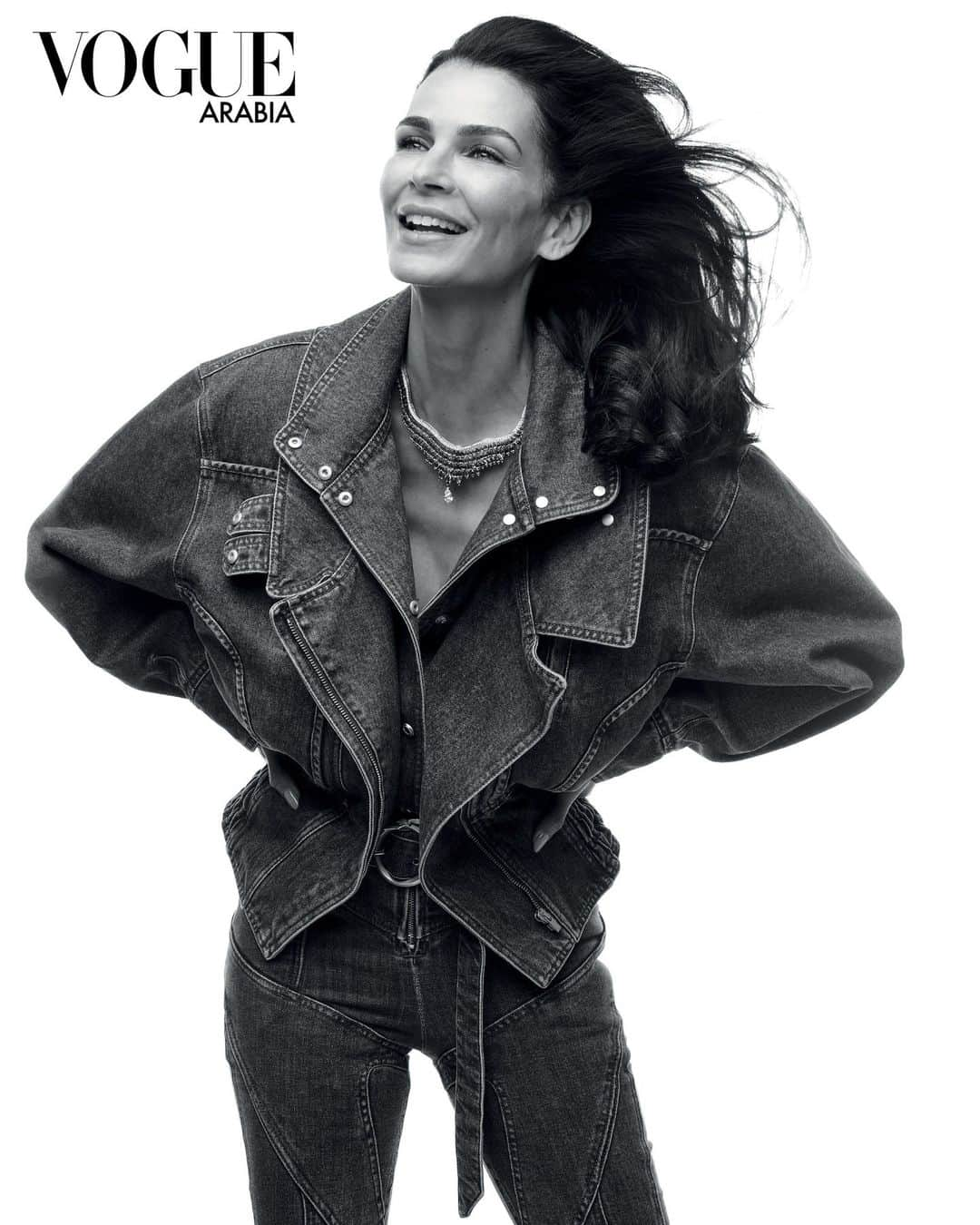 トラサルディのインスタグラム：「Featured in @voguearabia, #FernandaMotta wears a signature denim look from the #TrussardiSS23 collection.⁣ ⁣ Photography: @lucbraquet⁣ Styling: @barbarabaumel」