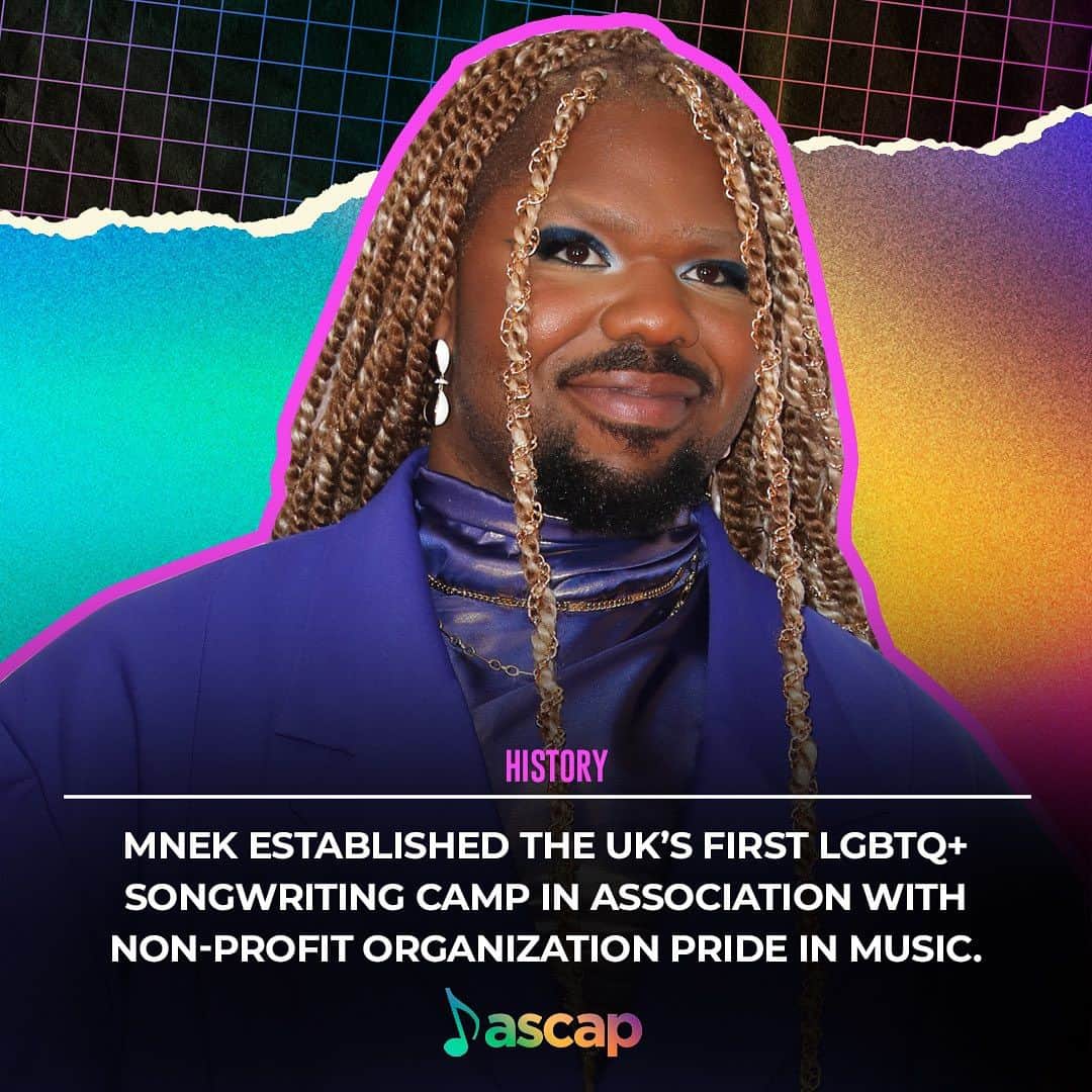 ASCAPのインスタグラム：「MNEK hosted & curated an all LGBTQ+ songwriting camp in celebration of #Pride in 2019. 🌈  The camp was sponsored by Pride in Music, a charity “working to create a cross-industry network for the LGBTQ+ community and allies.” MNEK invited fellow singer-songwriters such as Olly Alexander, L Devine, Ryan Ashley, Rina Sawayama and Kloe, as well as producers such as Jon Shave, Leo Kalyan and Sakima.  British GRAMMY-nominated singer-songwriter MNEK has co-written/produced hits like @flolikethis & @missymisdemeanorelliott’s “FLY GIRL” and @dualipa’s “IDGAF.” He’s also collabed with @joelcorry on “Head & Heart” and @zaralarsson on “Never Forget You.”  #ASCAPProud #pridemonth」