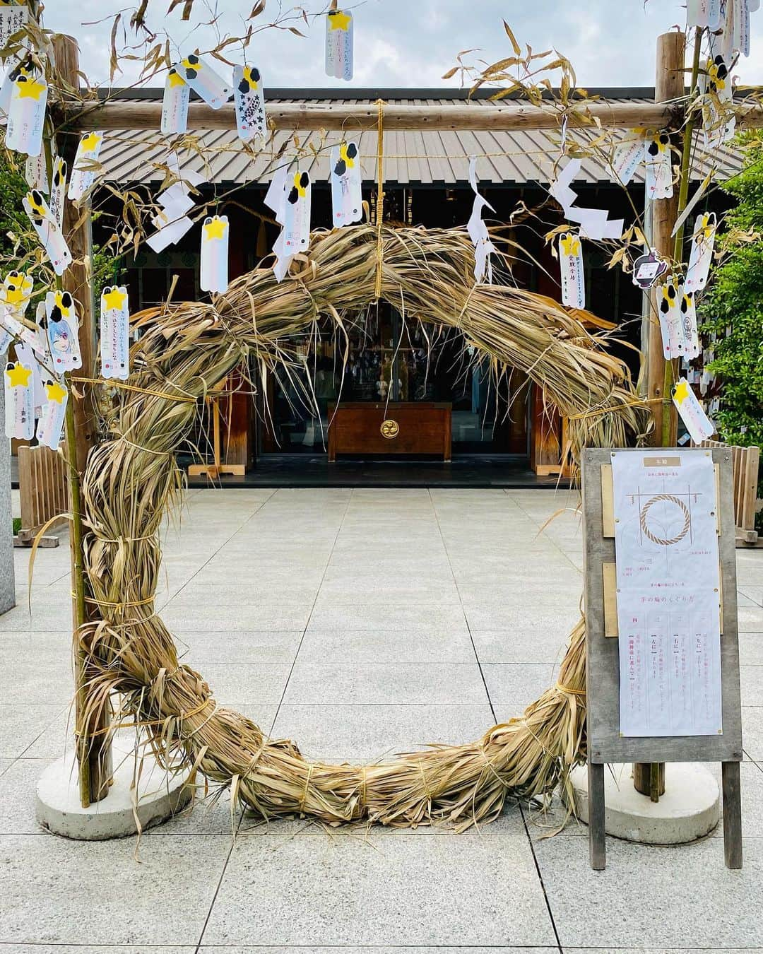 佐伯紅緒さんのインスタグラム写真 - (佐伯紅緒Instagram)「夏越しの祓え。  今年も茅の輪をくぐらせていただきました。  雨上がりの湿った空気 本殿の中はお祓いの人でいっぱい  今年後半もたくさんお仕事できますように。 明日から北海道です。  #茅の輪くぐり #なごしのはらえ #夏越の大祓」7月1日 1時46分 - beniosaeki