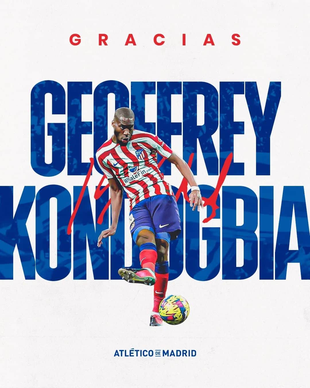 アトレティコ・マドリードのインスタグラム：「🤝 Acuerdo con el @olympiquedemarseille para el traspaso de @kondogbia.   ¡Gracias, Geoffrey, te deseamos lo mejor en este nuevo reto profesional!」