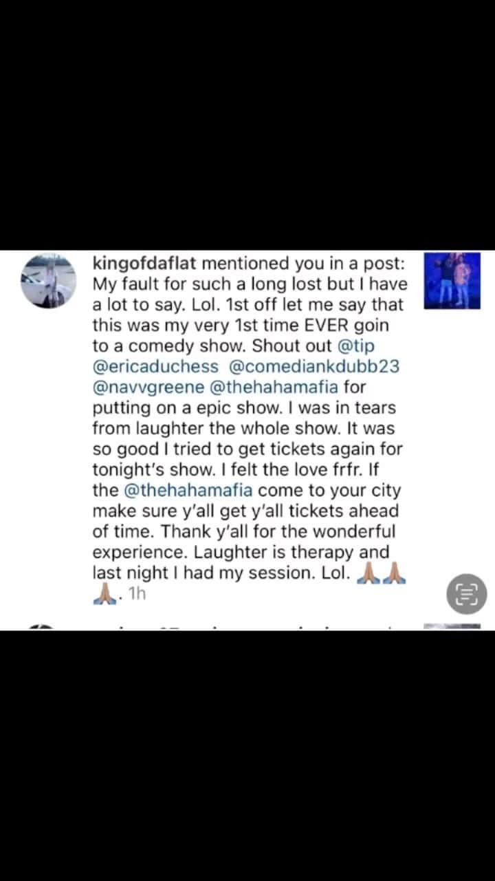 T.I.のインスタグラム：「2more shows tonight in Austin,Tx @capcitycomedy  @thehahamafia @comediankdubb23 @navvgreene @ericaduchess PULL 🆙 & see what dey laughing about 😂😂😂😂😂😂Ⓜ️Ⓜ️Ⓜ️Ⓜ️Ⓜ️Ⓜ️Ⓜ️ 7pm & 930pm」