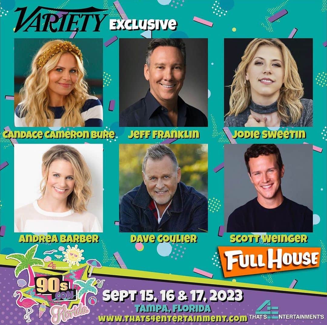 キャンディス・キャメロン・ブレのインスタグラム：「I’m not screaming, you’re screaming— ya right! I’m totally SCREAMING!! 🙌🏼 It’s going to be a Full House in Tampa FL September 15, 16, & 17, and with all of you joining it will be even FULLER 😉🫶🏼  Comment below if you plan to come & head to @thats4ent to get your tickets at the link in their bio!! #90scon」