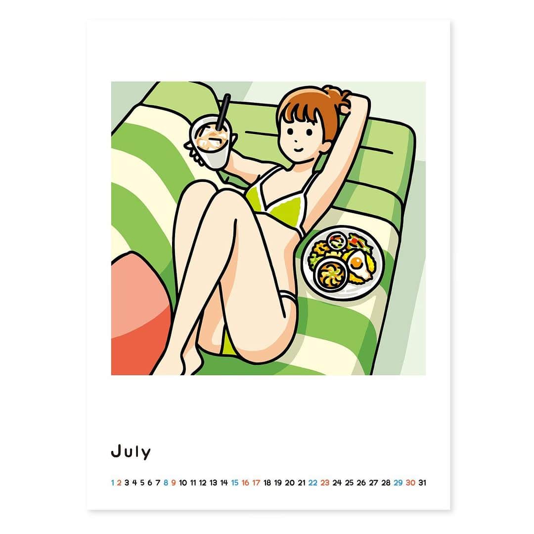 白根ゆたんぽのインスタグラム：「チャイ飲む？  7月はボタ @currybuttah  さんのナスキーマ🍆です。美味しいですよね〜  #美人カレーカレンダー2023」