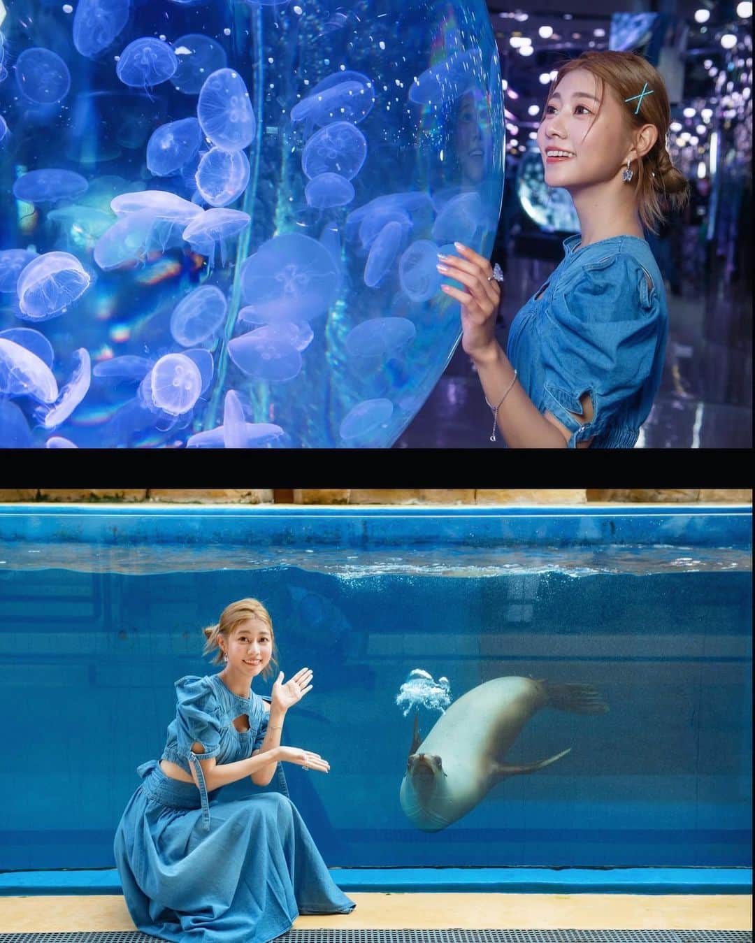 阿部マリアのインスタグラム：「想去很久的 #Xpark 🦭🩵🩵 終於可以去體驗了爹斯～～  可以近距離學習動物生態的「Xrun!」運動會 超可愛☺️好開心！  今年的暑假首次與日本東北宮城縣仙台市聯名合作 推出「向星空許願～Xpark銀河七夕祭」  活動期間2023/07/01 - 2023/09/30 歡迎來Xpark漫步絢爛星光 沉浸於華麗水族館的夏日無限魅力爹斯😉🎋  想知道更多Xpark詳細在這裡 ▶︎ @xpark_aquarium   #七夕祭り #Xpark #Xpark水族館」