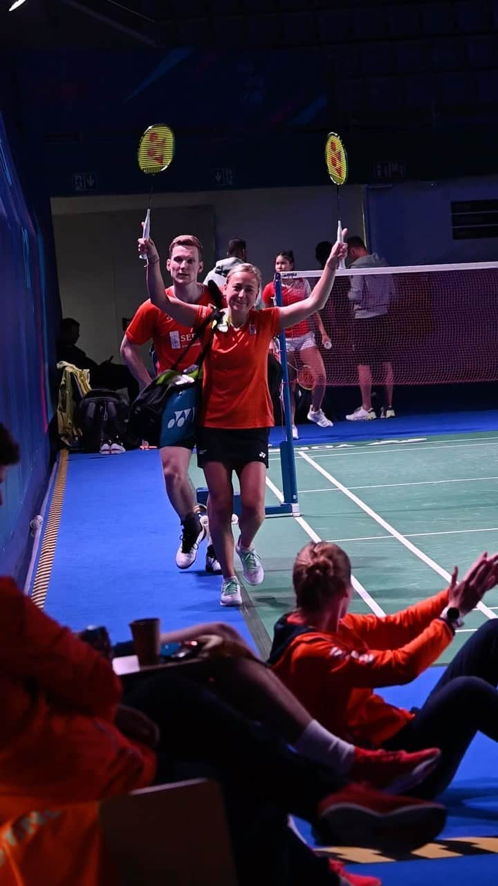 セレーナ・ピークのインスタグラム：「Into the final and ready for the last step 😄👏  Robin Tabeling and Selena Piek 🇳🇱 rally past Christiansen/Bøje 🇩🇰 in straight games 21-14, 21-13 in the semifinal of the European Games 2023.   Another impressive performance by the Dutch pair 🔥  #EG2023 #KrakówMałopolska2023 #WeAreUnity #welivebadminton」