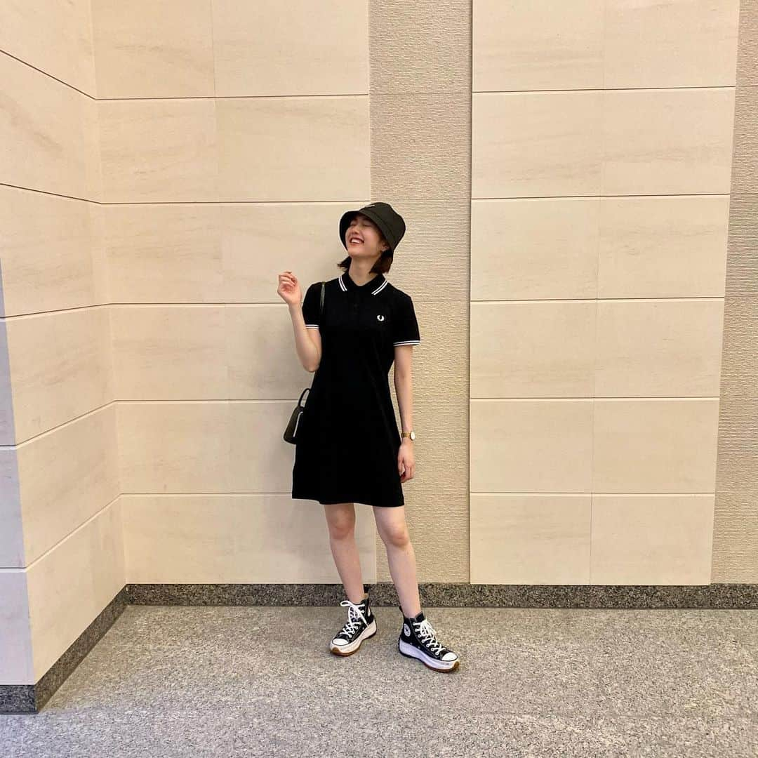 松川菜々花さんのインスタグラム写真 - (松川菜々花Instagram)「・ 久々私服投稿 @fredperryjp  @converse_jp   #黒コーデ #フレッドペリー #コンバース #プラダ」7月1日 20時03分 - matsukawa__nanaka