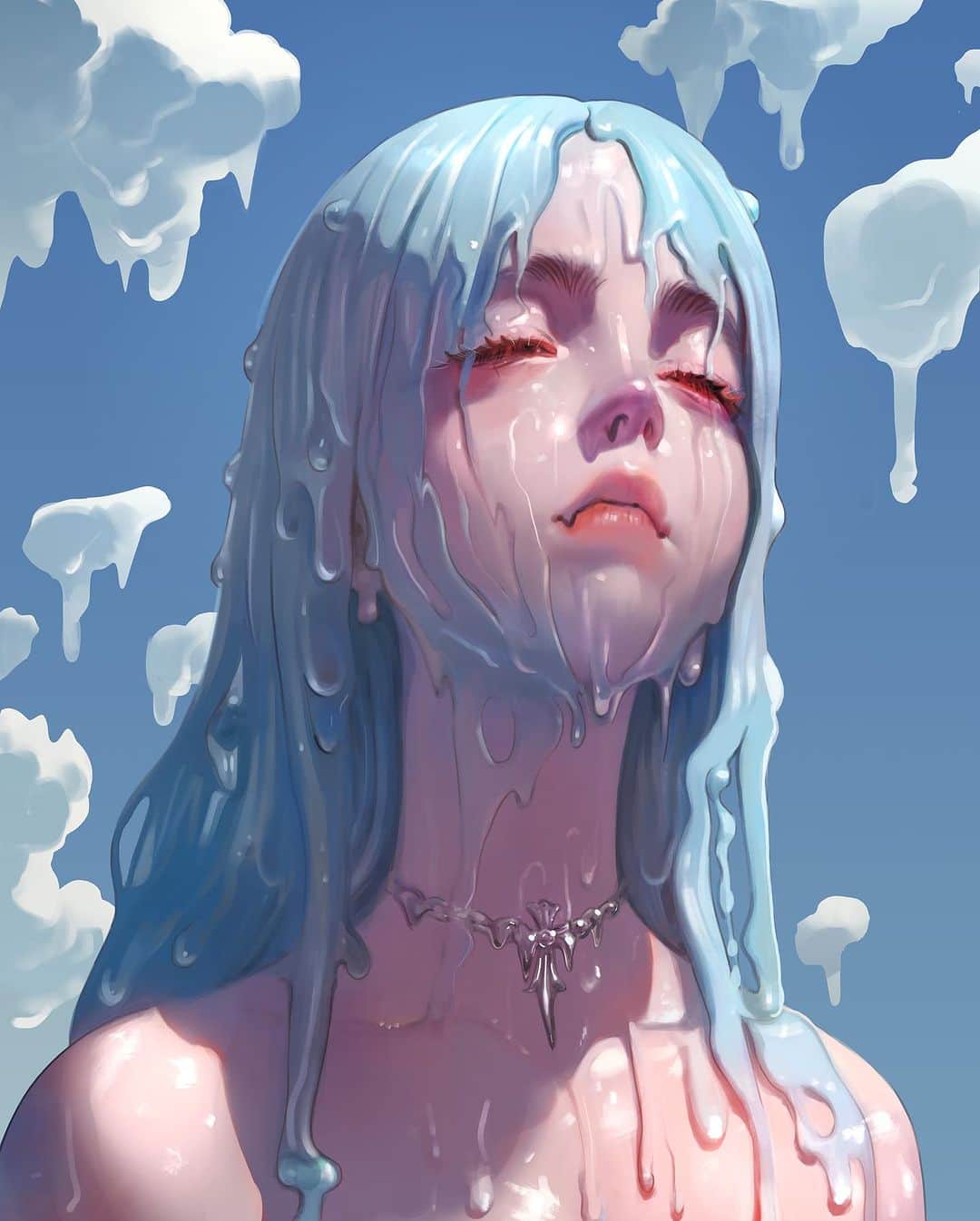 門小雷のインスタグラム：「𝐒𝐔𝐍 𝐃𝐑𝐈𝐏𝐒🫠🫠🫠  Picked this theme to paint because my AC just broke down at home 🫠🔥🔥🔥Thanks for ALL the inspo🩵 (raw drafts on the last slide)」