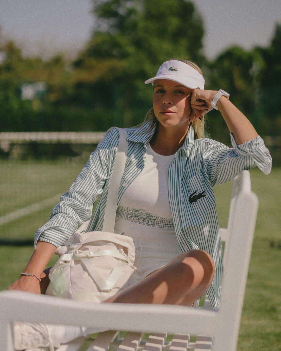 Lacosteのインスタグラム：「Timeless moments on grass with @anett_kontaveit.✨  #TeamLacoste」