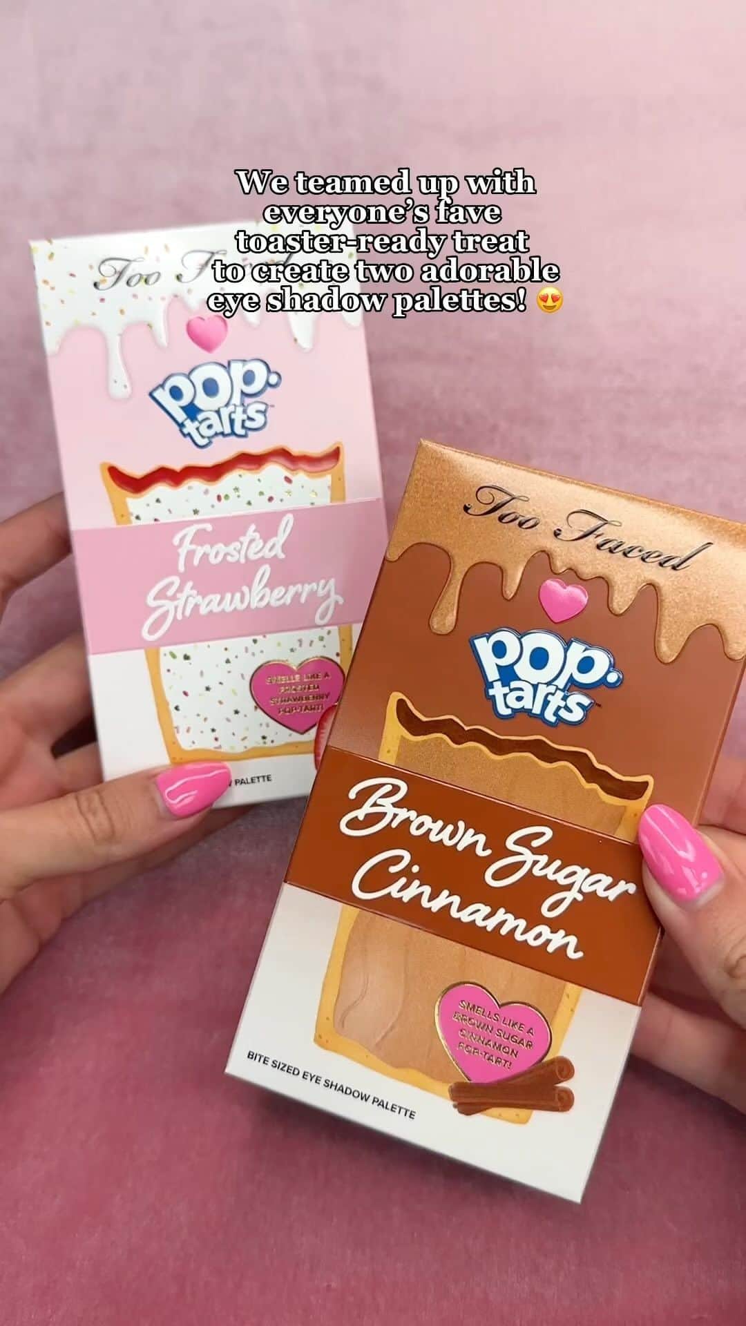 Too Facedのインスタグラム：「The Most Irresistible Collab Ever! 😍💖 The iconic makeup brand you love teamed up with everyone’s favorite toaster-ready treats to create the Brown Sugar Cinnamon & Frosted Strawberry Mini Eye Shadow Palettes! Available now on toofaced.com or tap to shop! ✨ @poptartsus #toofaced #tfcrueltyfree #toofacedxpoptarts」