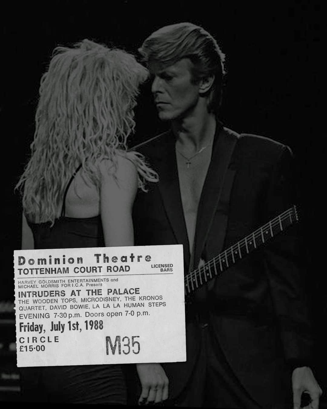 デヴィッド・ボウイさんのインスタグラム写真 - (デヴィッド・ボウイInstagram)「WERE YOU WITH THE INTRUDERS 35 YEARS AGO TONIGHT?  “"You know who I am," he said…”  The first public fruits of David Bowie and Reeves Gabrels working together came with a new arrangement by Gabrels of the song Look Back in Anger which Bowie had written with Brian Eno in 1979 for the album Lodger.   The occasion was the benefit show Intruders At The Palace at the Dominion Theatre for London’s Institute of Contemporary Arts (ICA) on 1 July 1988, 35 years ago today, at which Bowie had been invited to perform with the avant-garde dance troupe La La La Human Steps.   Bowie sang, played and danced with troupe members while in lighted grottoes upstage three musicians (Gabrels on guitar, Kevin Armstrong on guitar, and Erdal Kızılçay on bass) played the new 7+1⁄2 minute score that Gabrels created from the three-minute song.  If you weren’t there or didn’t see it on BBC2 (or purchase the bootleg video), check it out here: https://www.youtube.com/watch?v=hnZIR41ZuyU (Linktree in bio)  #BowieIntrudersAtThePalace #BowieLaLaLaHumanSteps #BowieGabrels #Bowie1988」7月2日 7時57分 - davidbowie