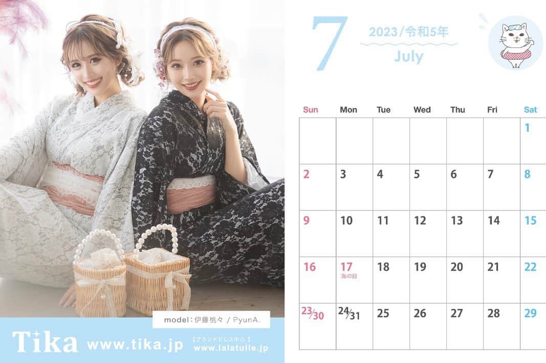 TIKAのインスタグラム：「もう7月やーん 7月は　 ももちゃん＆ピョナちゃん😍 今年は絶対浴衣着るぞーー🙌」