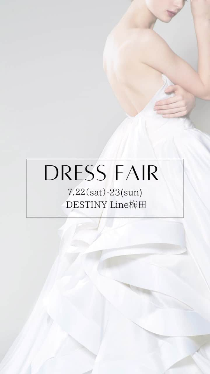 ACQUA　GRAZIE（アクア・グラツィエ）のインスタグラム：「✨Dress Fair Information✨ ⁡ 7/22(土)-23(日)の2日間、DESTINY Line梅田提携会場以外のお客様の為の試着フェアを開催致します。※完全予約制です。 ⁡ ご予約はお電話にて、お問合せください。 TEL:06-4797-8511 ⁡ 大人気ブランドANTONIO RIVAの新作ドレスやインポートブランドの人気のドレスを取り揃えております。 ⁡ #destinyline #デスティニーライン #デスティニーライン博多 #デスティニーライン梅田 #アクアグラツィエ表参道 #インポートドレス #antonioriva #アントニオリーヴァ #ドレスフェア #ウェディングドレス #関西花嫁 #関西プレ花嫁 #ドレス探し #ブライダルヘア #前撮り #大人婚 #ホテルウェディング #ナチュラルウェディング #撮影指示書 #2023冬婚 #2023秋婚 #2023春婚 #2023夏婚 #maricuru #みんなのウェディング #プレ花嫁 #卒花嫁 #ウェディングニュース #ベストブライダル」