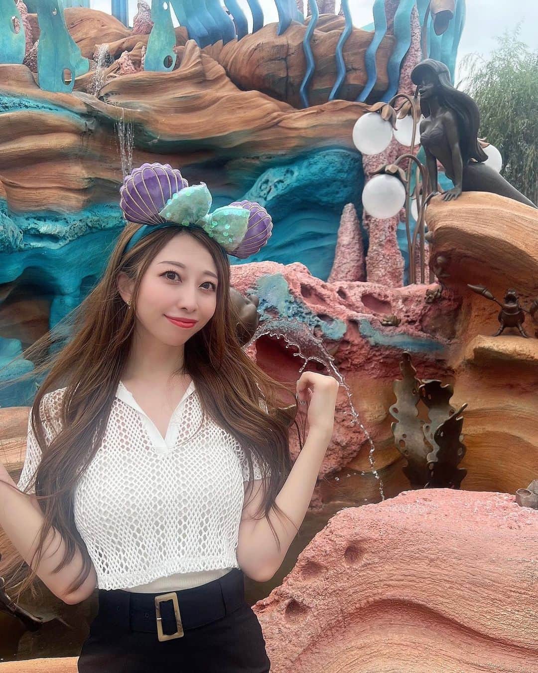 小泉奈央のインスタグラム：「. 🪸🐚🫧 🩵Disney💜 . . .  . #disney#tokyodisneyland#tokyodisneysea#disneysea#disneyland#ディズニー#ディズニーシー#リトルマーメイド#アリエル#プリンセス#ディズニープリンセス#ディズニーコーデ#ディズニーカチューシャ#アラジン#アラビアンコースト」