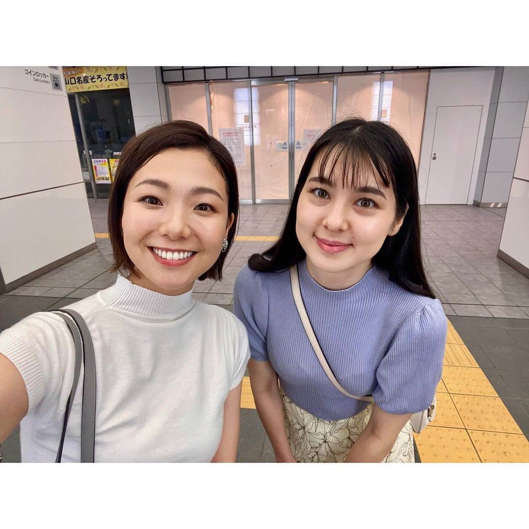 のインスタグラム：「山口で舞ちゃんに会いました！  同期のアナウンサーで tysで働いているクロル舞ちゃん💓  久しぶりの再会、超嬉しかったです！！！」