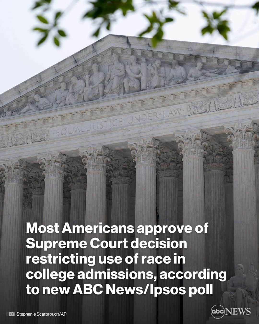ABC Newsさんのインスタグラム写真 - (ABC NewsInstagram)「52% of Americans approve of the Supreme Court's affirmative action ruling. A majority also see the court as driven more by politics than law, according to a new ABC News/Ipsos poll.  More in link in bio.」7月2日 22時07分 - abcnews