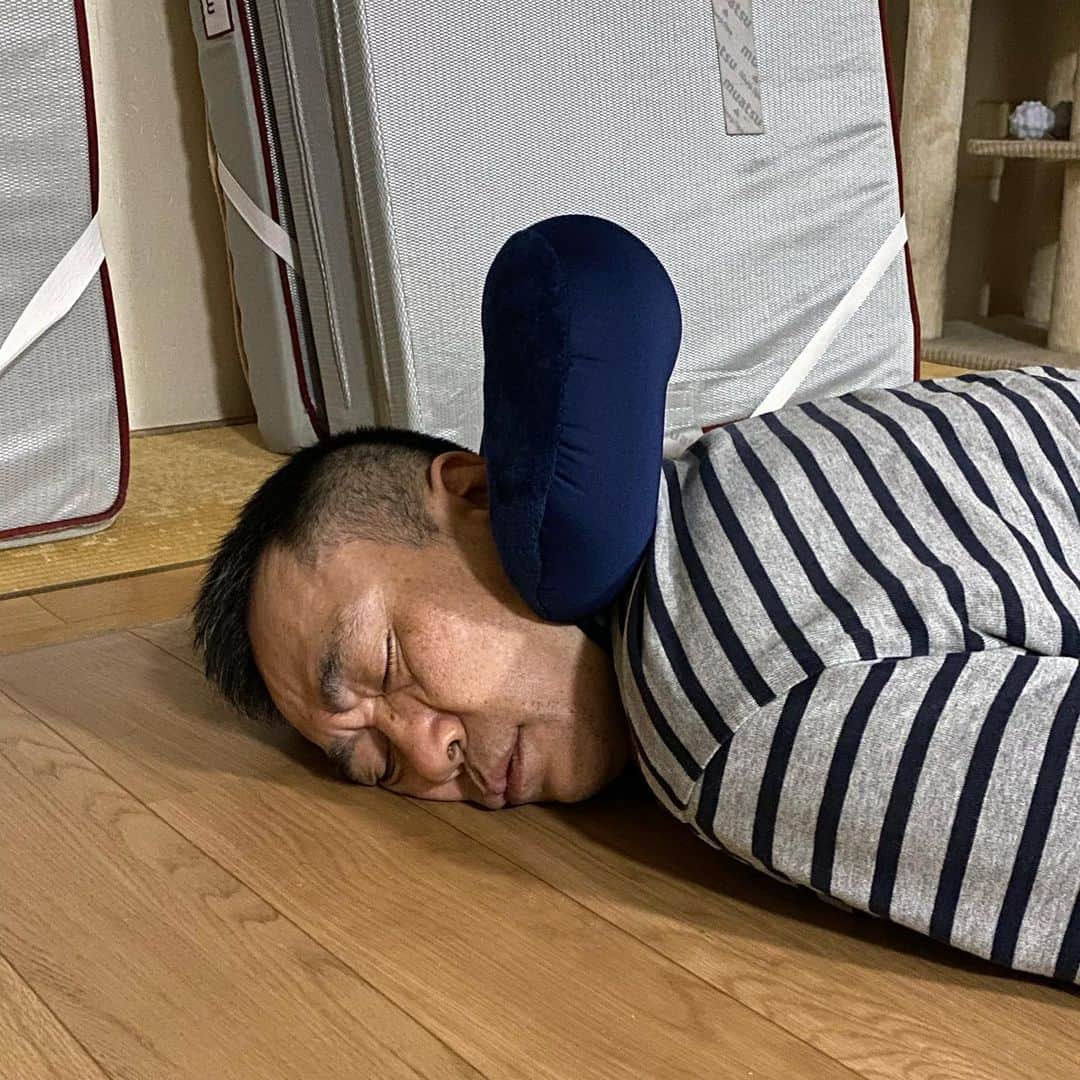 nemuru_catさんのインスタグラム写真 - (nemuru_catInstagram)「#ルーク#眠る夫  ネックピロー買ってた💤 顔ウケる うつ伏せで寝たら意味ないんだけどね」7月2日 23時29分 - nemuru_cat