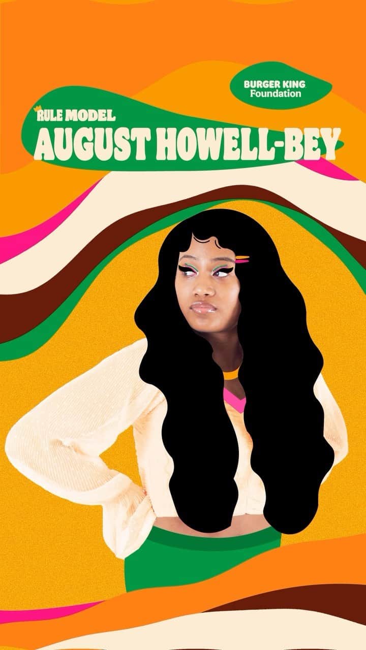 のインスタグラム：「meet August Howell-Bey, #RuleModel, nursing major, and future leader!  get to know the newest member of our 2023 class, and hear the highlights of her time at @howard1867   🎨: @periclesarts #RuleModels  for important charitable solicitation disclosures, please visit: http://burgerkingfoundation.org/footnote/legal-info」