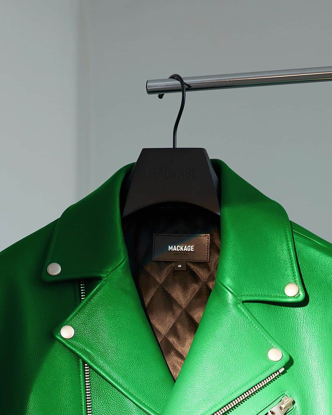 マッカージュのインスタグラム：「MODERN LAYERS   Vivid colours and classic lines – our tailored jackets are crafted from supple and responsible leather in contemporary cuts.   More on MACKAGE.COM     #MACKAGE #MONDEMACKAGE」