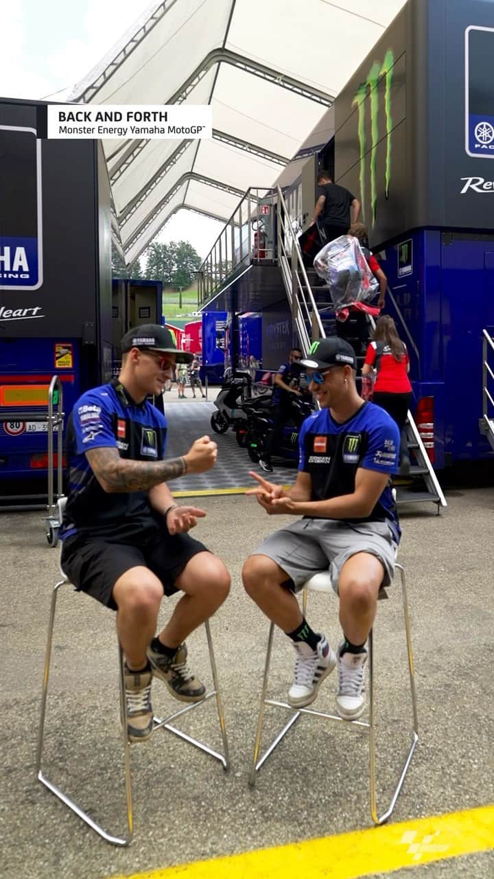 のインスタグラム：「Yamaha riders in history 🏍️ #Moto2 World Champions 🏆 #MotoGP World Champions in chronological order 🔙 @fabioquartararo20 and @frankymorbido take on the Back and Forth challenge! 👀  #Motorsport #Motorcycle #Racing #FabioQuartararo #FQ20 #FrancoMorbidelli #FM21」