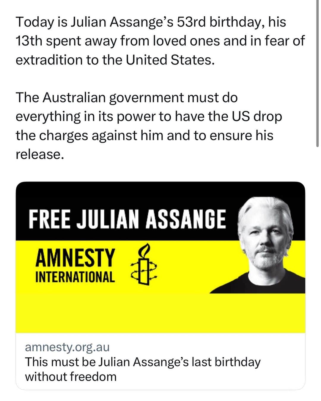 のインスタグラム：「@amnestyaustralia」