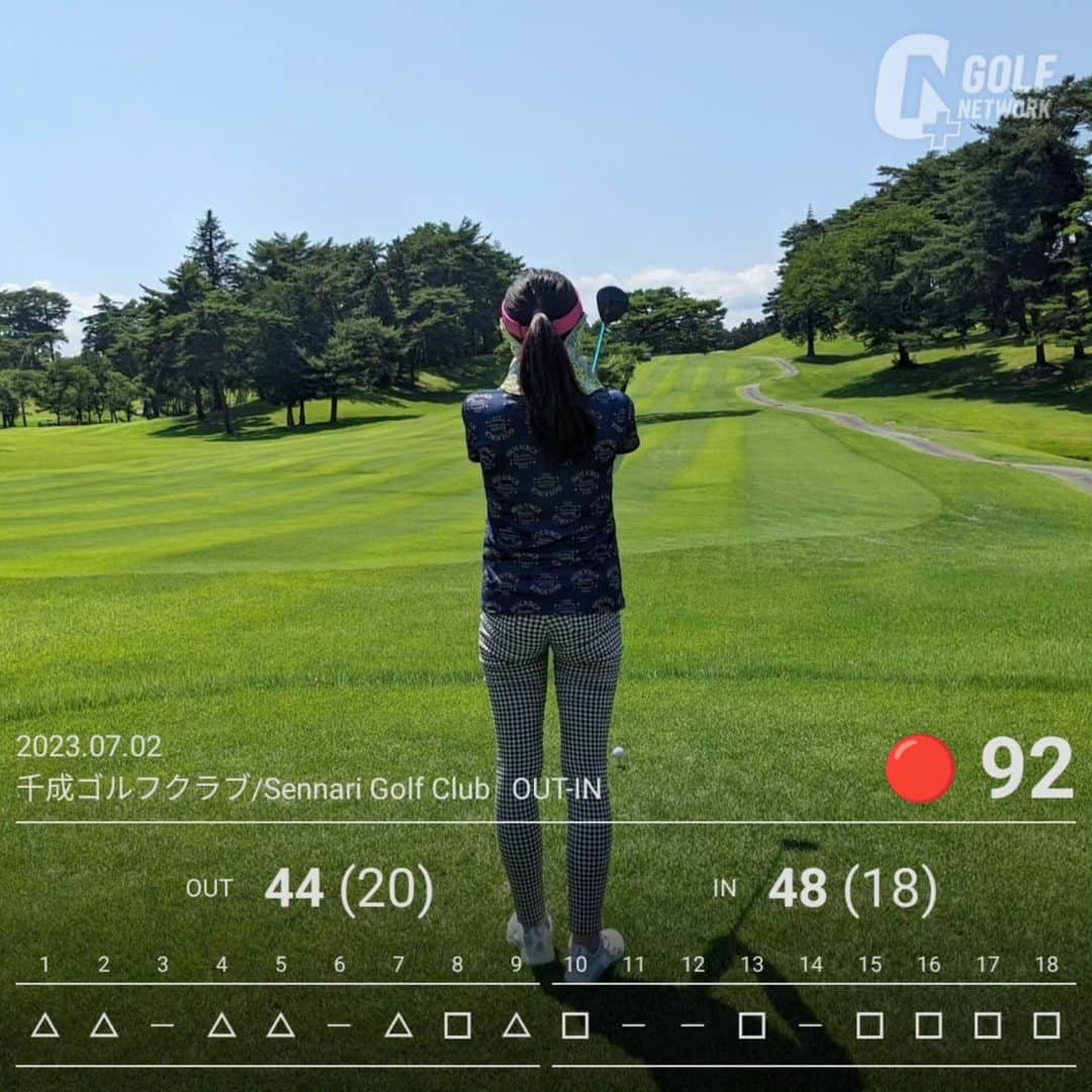 佐々木実季のインスタグラム：「久しぶりに昨日のラウンドのスコアのやつ載せる⛳ 後半崩れたなー💧OB×2しちゃったし、80台はお預けでした🙏ダボだらけで□は見たくないな（笑） でもやっぱりゴルフが大好き😆 　 しかし3ヶ月振りにクラブ振ったら、今日脇腹が超絶筋肉痛です😅 ぼちぼち頑張ります👍 　 #夏ゴルフ #夏ラウンド #ゴルフ #ゴルフ大好き #ゴルフ女子 #🏌#ゴルフ上手くなりたい #ゴルフ好きな人と繋がりたい #ゴルフ女子と繋がりたい #golf #lovegolf #筋肉痛やばい #千成ゴルフクラブ」