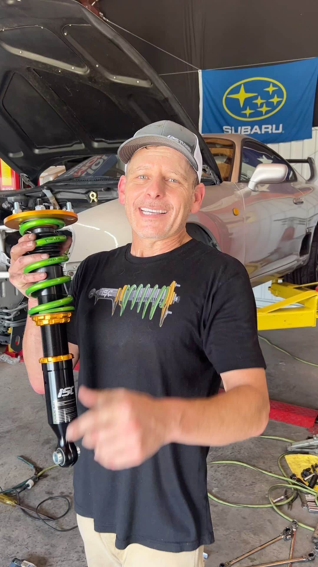 スティーブのインスタグラム：「ISC Coilover suspension for the Supra project. We love this company’s products and have used them on the STI and RX-7 fc as well!! 車高調❣️ISCの車高調は最高‼️以前rxー7とインプレザーにも使ったサス　スープラにもピッタリ、かっこいいし」