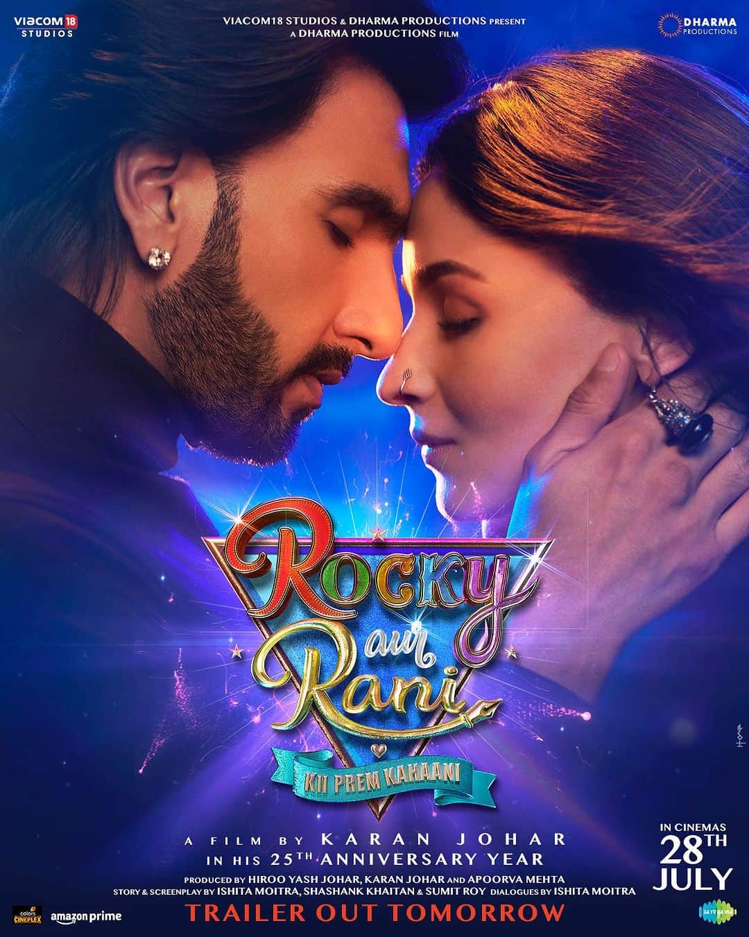 アリア・バットのインスタグラム：「#RockyAurRaniKiiPremKahaani 💕 Trailer out tomorrow!!」