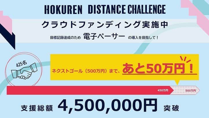 日本陸上競技連盟さんのインスタグラム写真 - (日本陸上競技連盟Instagram)「【クラウドファンディング】 . 👏450万円到達👏 . ご支援いただいた426名の皆さま、ありがとうございます🙏 ネクストゴール達成まであと50万円‼️ . 日本の陸上を一歩前へ。 目標記録達成のために電子ペーサーの導入を🚨🏃‍♂️🏃‍♂️🏃‍♂️ .  ⏩詳しくはこちら https://readyfor.jp/projects/distance2023  #クラウドファンディング挑戦中  #ホクレンディスタンスチャレンジ #ホクレンDC」7月4日 0時41分 - jaaf_official