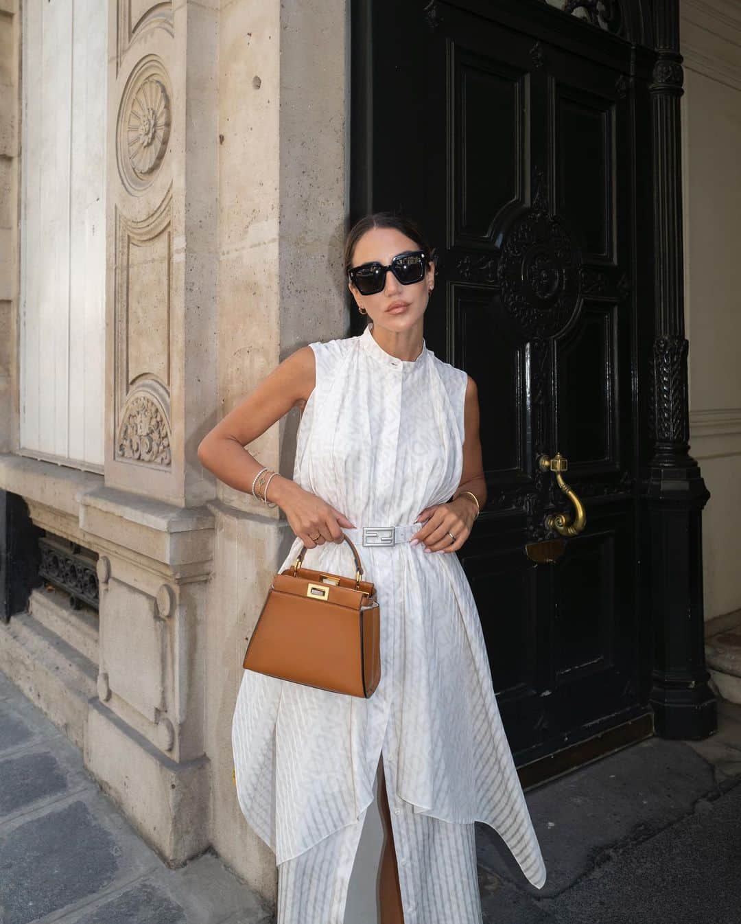 Tamara Kalinicのインスタグラム：「Made it in Paris at the same time as this @Fendi outfit ordered straight from www.fendi.com Speedy delivery is always very much appreciated, specially with  busy summer schedule #FendiSummer AD」