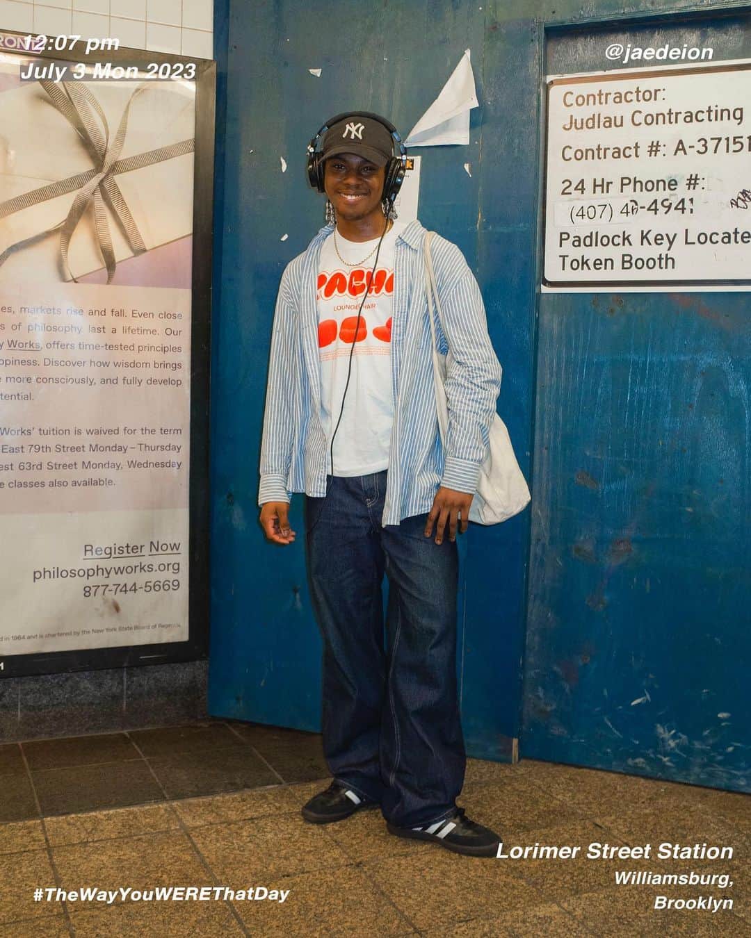 筒井心一さんのインスタグラム写真 - (筒井心一Instagram)「Jaedeion @jaedeion at #LorimerStreetStatiom at 12:07 pm, July 3 Monday 2023, #Williamsburg #Brooklyn #NewYork  #OutfitOfTheDay = #TheWayYouWEREThatDay  #TWYWTD #ShinichiTsutsui」7月4日 3時23分 - thewayyouwerethatday