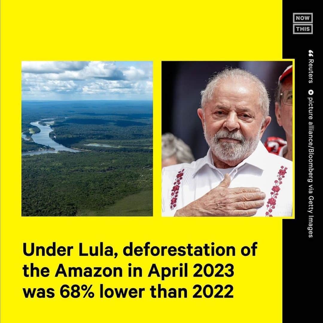 レオナルド・ディカプリオさんのインスタグラム写真 - (レオナルド・ディカプリオInstagram)「Repost from @nowthisearth • Preliminary data released Friday by Brazil’s INPE found that deforestation in the Amazon dropped by 68% in April 2023 compared to April 2022. The drop comes after 2 months of higher deforestation in February and March, but year over year, deforestation is still down 40% overall.  Many are giving some of the credit to President Luiz Inácio Lula da Silva, as he began reinstating policies to protect the Amazon and Indigenous rights after taking office. Previous President Jair Bolsonaro weakened them, and deforestation reached its highest level in 15 years under his administration.   Deforestation typically picks up in the summer months, and Reuters reported that experts are holding off on announcing downward trends for this year until more data are available.  #brazil #amazon #deforestation #climatenews」7月4日 3時29分 - leonardodicaprio