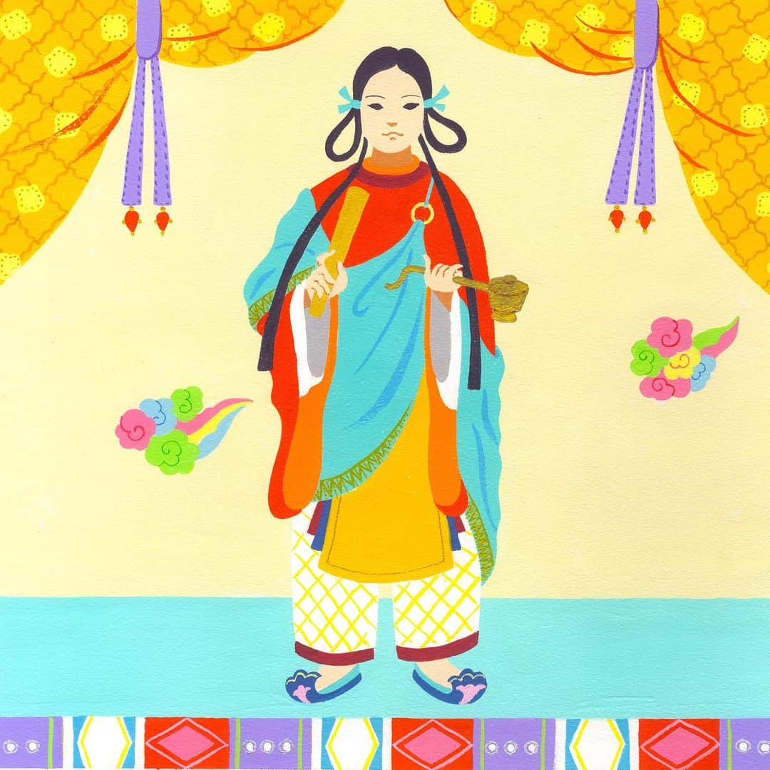 松尾たいこのインスタグラム：「《和を以て尊しと為す》聖徳太子を描きました😆お仕事です。  まさか聖徳太子を描く依頼が私に来るとは。人生何が起きるかわかりませんね。  若かりし頃の聖徳太子をイメージしました。描きはじめるまでには、悩みに悩んでなかなか筆が動きませんでしたが、「これだ😆」と決まったら一気呵成。  気品と若々しさが出てるのでは？と自信作。  聖徳太子の十七条憲法の第一条に出てくる「和を以て尊しと為す」。  「何事をやるにも、みんなが仲良くやり、いさかいを起こさないのが良い」という意味だとか。いい言葉ですね。  ※私の作品への質問やお問い合わせはお気軽に⠀ ⠀ 「見えないけれど　つながっている」⠀ 「会えないからこそ　いとおしい」⠀ 森羅万象・花鳥風月・四元素(五元素)・二十四節気など日本をテーマに作品を作っています。⠀ この絵の中にもつながりを。⠀ ⠀ #japaneseartist #liveintokyo #myartwork #acrylicpainting #lovejapan #modernartist #contemporarypainting #contemporaryartist ⠀ #colorfulartwork⠀ #kawaii #arigato⠀ #happycreativelife #staycolorfullycreative⠀ #loveny #lovehongkong #lovetaiwan #lovesingapore #lovekorea⠀ ⠀ #現代アート #現代美術 #現代アーティスト #森羅万象 #五行思想 #八百万の神 #花鳥風月 ⠀ #神社好きな人と繋がりたい⠀ @holbein_art ⠀ @holbeinartistmaterials #聖徳太子」