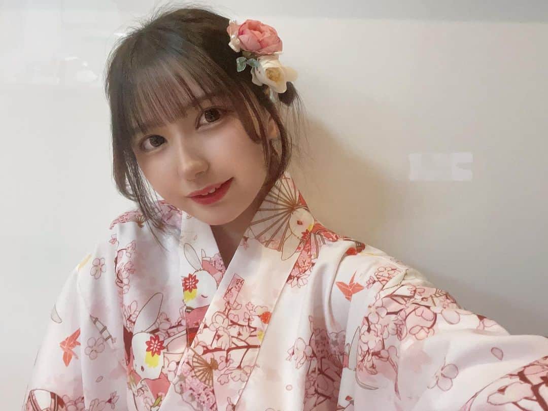 のインスタグラム：「この前試しに着てみた時の写真💕 #浴衣  #jk」