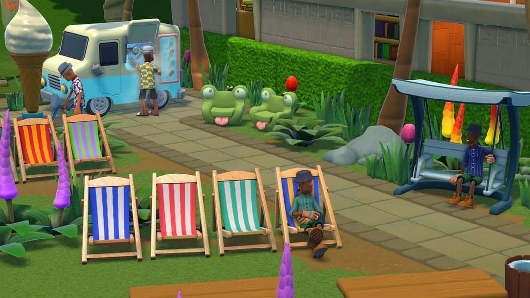 SEGAさんのインスタグラム写真 - (SEGAInstagram)「It's time for the summer break in Two Point Campus 🍧🍹   New summer items including ice cream van, deck chairs, tropical outfit and froggy chair 🐸 are available now for all players!」7月5日 0時00分 - sega