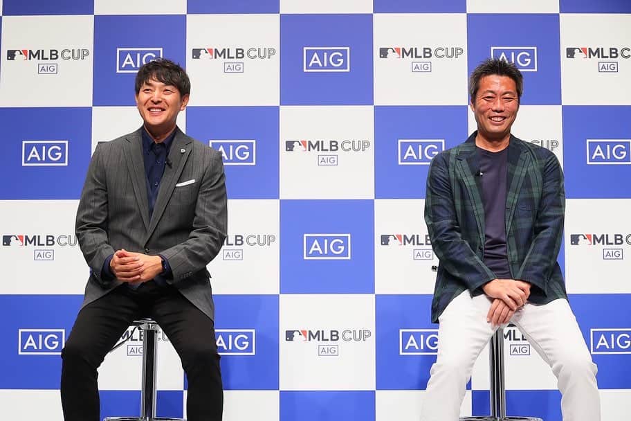 岩隈久志のインスタグラム：「【AIG presents MLB CUP2023】 ⁡ 7月末に石巻で開催されるMLB CUP2023ファイナルラウンドの記者会見に上原さんと出演しました😊 ⁡ 次世代を担う野球少年・少女に夢を与え、野球を楽しむ子どもたちの笑顔のために自分にできることをやっていきます！ ⁡ #MLBカップ #MLBCUP #AIGpresents」